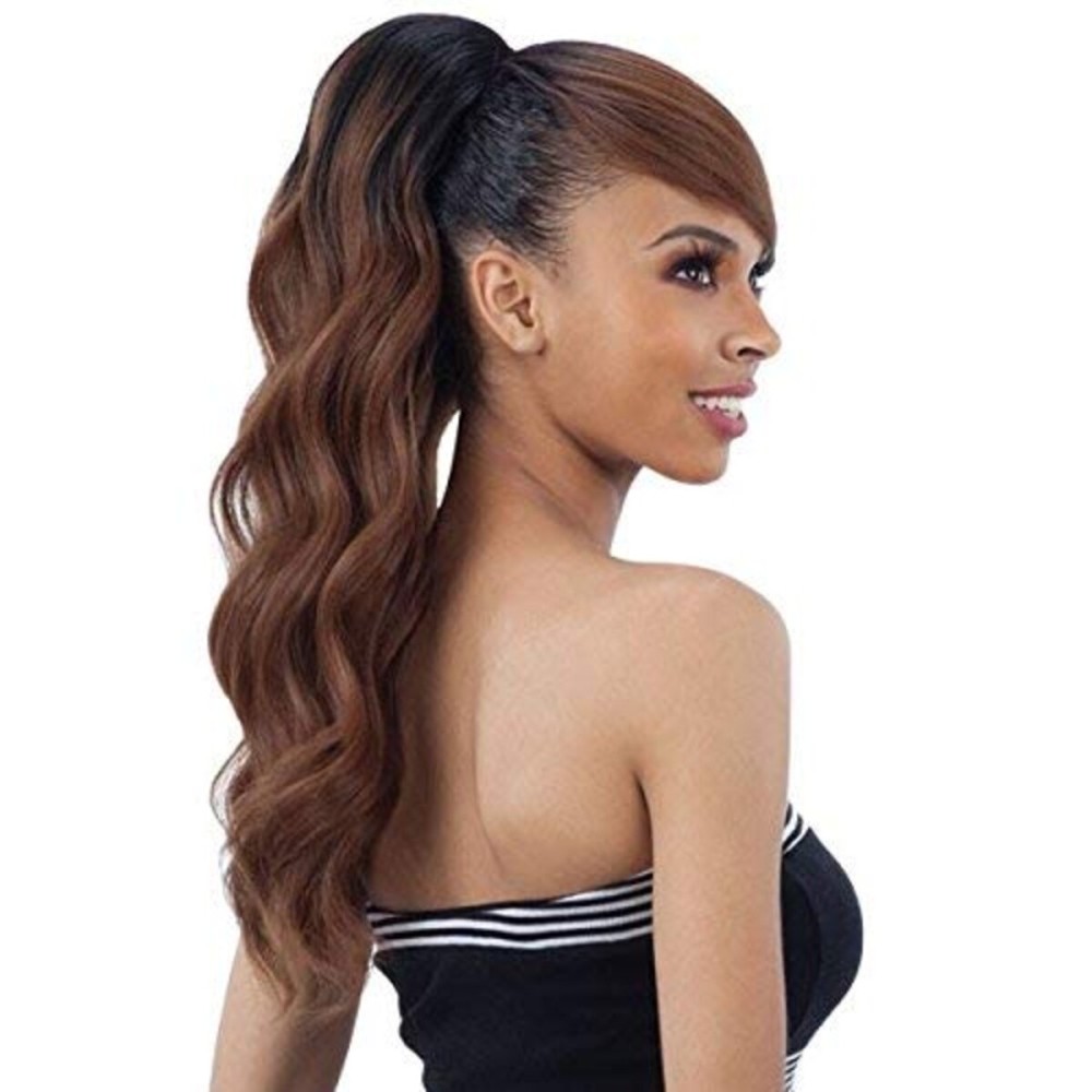 LOOSE DEEP SWOOP SIDE BANG (4 Medium Brown) - Freetress Equal Synthetic Drawstring Bang & Ponytail