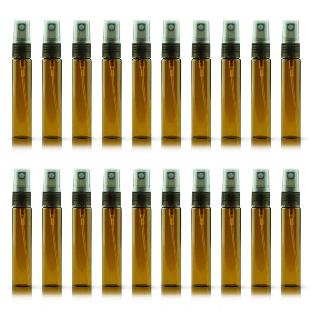 ZbFwmx 20 Pack Set 10ML Protable Refill Bulk Atomizer Spray Travel Perfume Bottle Hydrating Empty Bottle (Brown)