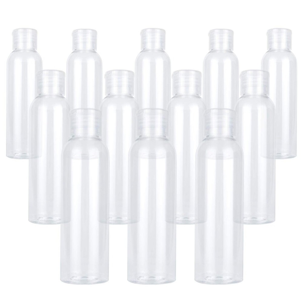 TRENDBOX 12 Pack Plastic Empty Bottles with Flip Cap for Shampoo, Lotions, Liquid Body Soap, Cream (4 oz / 120 ml)