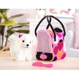 Pucci Pups - Plush Puppy - Dog Carrier - Big Polka Dots Plush Bag & Bichon Frise - Comb & Purse - Stuffed Animal - 2+ Years