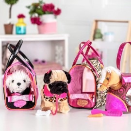 Pucci Pups - Plush Puppy - Dog Carrier - Big Polka Dots Plush Bag & Bichon Frise - Comb & Purse - Stuffed Animal - 2+ Years