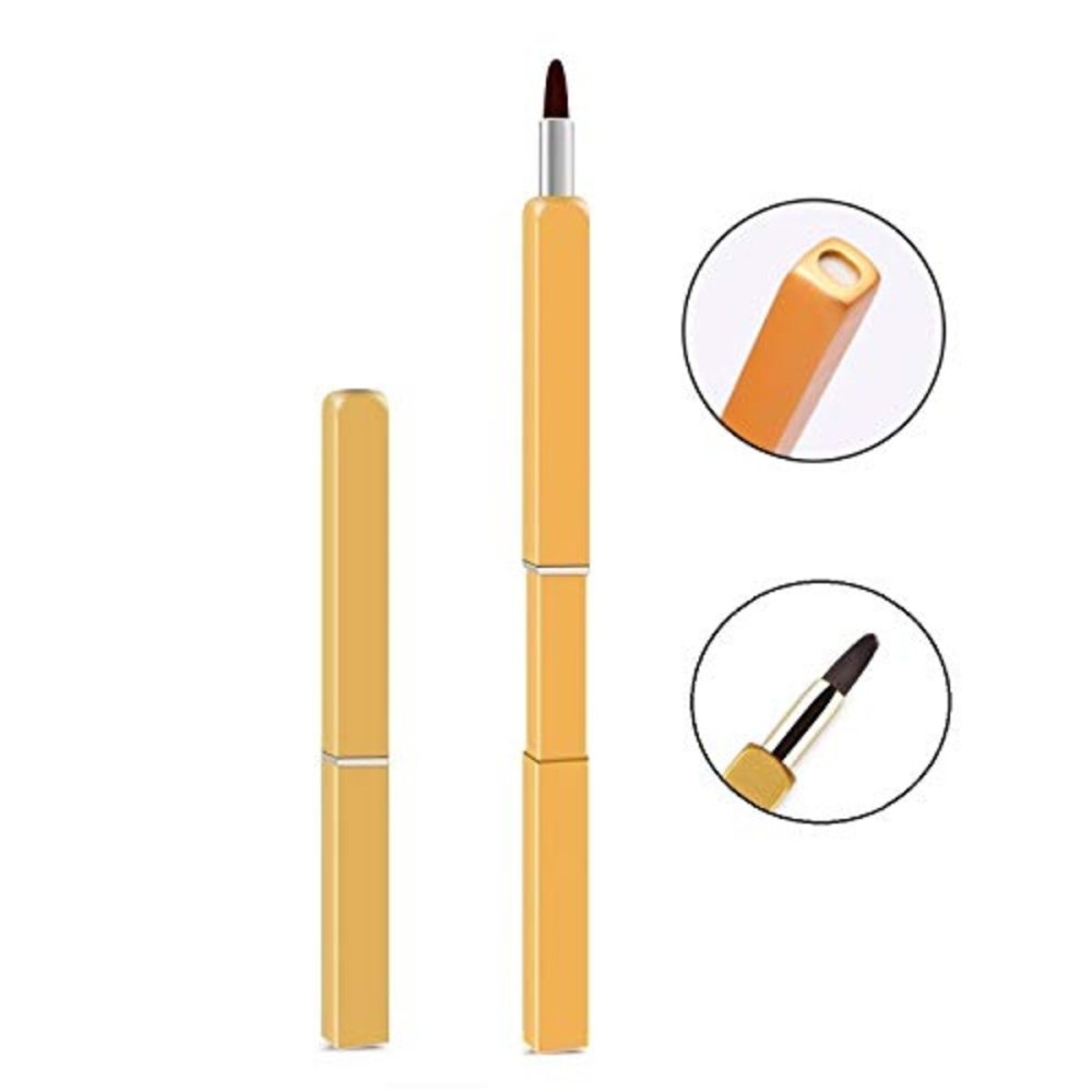 Exquisite Professional Lip Brush Applicators-Retractable Lipstick Brushes- Lipstick Gloss Makeup Brush Tool For Women and Girls (Gold)