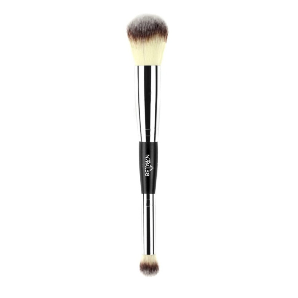 NMKL38 Double Ended Complexion Brush Face Concealer Powder Makeup Brush, Blending Liquid Foundation, Cream Cosmetics - Black Handle, Vegan Brush, Cruelty Free NMKL38 Double Ended Complexion Brush Face Concealer Powder Makeup Brush, Blending Liquid Foundation, Cream Cosmetics - Black Handle, Vegan Brush, Cruelty Free
