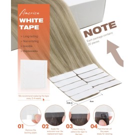 Sunny Hair Tape in Hair Extensions Real Human Hair Invisible Remy Hair Extensions Tape ins for Women Golden Blonde Highlight Medium Blonde 18 inch 20Pcs 50G