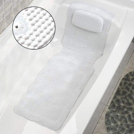 Bath Pillow, Full Body Spa Bath Mattress Cushion Pillow Soft Quilted Bathtub Mat with Breathable