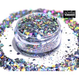 Festival Chunky Silver Holographic Glitter Mix GLITTERWAREHOUSE COSMETIC GLITTER Loose Glitter Powder for Festival Makeup Face Body Hair Nails Eyes Lips (10g Jar) Festival Chunky Silver Holographic Glitter Mix GLITTERWAREHOUSE COSMETIC GLITTER Loose Glitter Powder for Festival Makeup Face Body Hair Nails Eyes Lips (10g Jar)