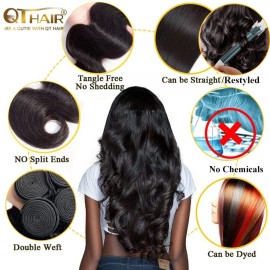 QTHAIR 16A Grade Brazilian Virgin Hair Body Wave 28 26 24 22inch Natural Black 100% Unprocessed Brazilian Virgin Human Hair Body Wave Long Human Hair Bundles