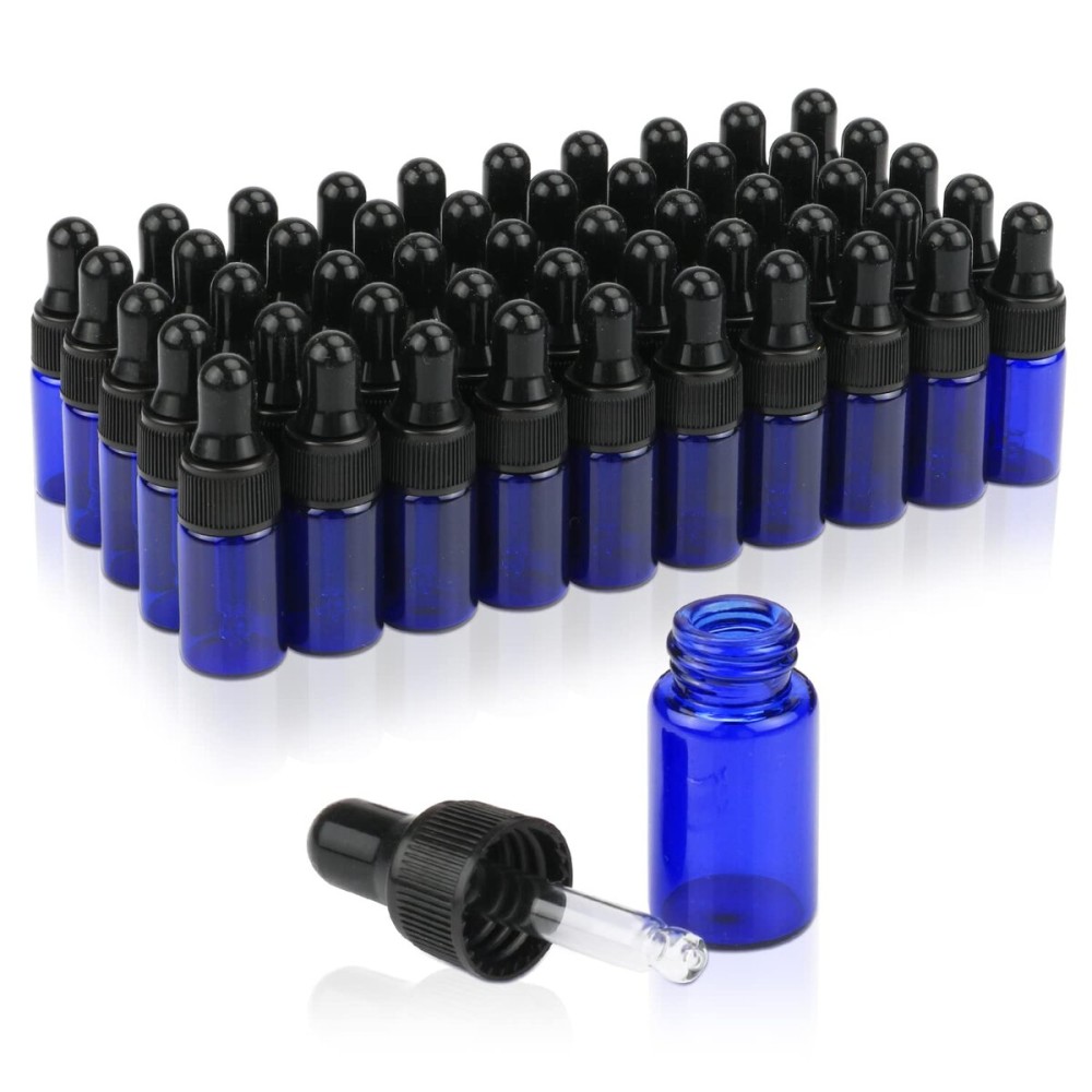 50 Pack 3 ml Cobalt Blue Glass Dropper Bottles,Empty Eye Dropper Sample Vials with Black Eye Dropper Caps for Fragrance,Essential Oil,Perfume,Cosmetic Liquid Lotion Container-2 Transfer Dropper Free 50 Pack 3 ml Cobalt Blue Glass Dropper Bottles,Empty Eye Dropper Sample Vials with Black Eye Dropper Caps for Fragrance,Essential Oil,Perfume,Cosmetic Liquid Lotion Container-2 Transfer Dropper Free