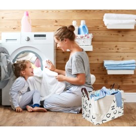 HIYAGON Rectangular Storage Box Basket for Baby, Kids or Pets - Fabric Collapsible Storage Bin for Organizing Toys,Nursery Basket,Clothing,Books, Gift Baskets(alphabet)