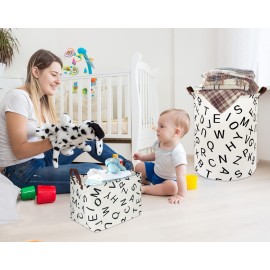 HIYAGON Rectangular Storage Box Basket for Baby, Kids or Pets - Fabric Collapsible Storage Bin for Organizing Toys,Nursery Basket,Clothing,Books, Gift Baskets(alphabet)