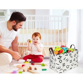 HIYAGON Rectangular Storage Box Basket for Baby, Kids or Pets - Fabric Collapsible Storage Bin for Organizing Toys,Nursery Basket,Clothing,Books, Gift Baskets(alphabet)