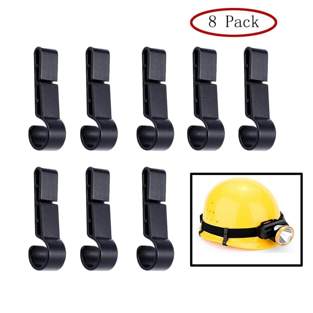 Helmet Clips for Headlamp,Headlight Hook on Narrow-Edged Hardhat Safety Cap(8pack)