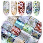 Minejin Nail Art DIY Sticker Tip 3D Marble Pattern Design Craft Decals Manicure Foil Tips 15 Sheets