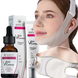 Anacis Advanced Set Neck Cream Serum Facial Belt Works for Visible Correction of Neck Chin and Jawline - Fine Lines - Neck Wrinkles - Sagging Skin (Serum Belt Cream)