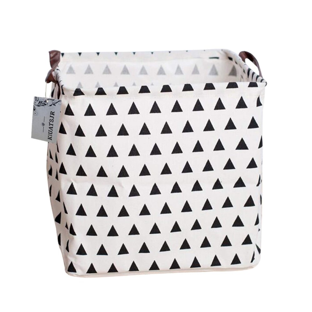 Square Canvas Toy Storage Bins Basket with Handle Collapsible Toy Organizer for Nursery Storage, Kid\'s Toy & Laundry, Gift Basket (Triangle)