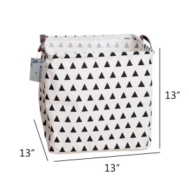 Square Canvas Toy Storage Bins Basket with Handle Collapsible Toy Organizer for Nursery Storage, Kid\'s Toy & Laundry, Gift Basket (Triangle)