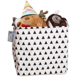 Square Canvas Toy Storage Bins Basket with Handle Collapsible Toy Organizer for Nursery Storage, Kid\'s Toy & Laundry, Gift Basket (Triangle)