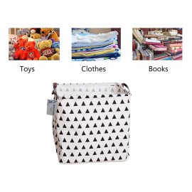 Square Canvas Toy Storage Bins Basket with Handle Collapsible Toy Organizer for Nursery Storage, Kid\'s Toy & Laundry, Gift Basket (Triangle)
