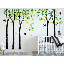 Giant Jungle Tree Wall Decal Tree Wall Sticker Removable Vinyl Sticker Mural Art Kids Room Nursery Bedroom Living Room Decoration (103.9x70.9) (Black)