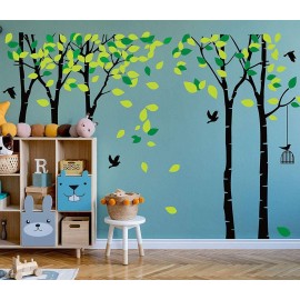 Giant Jungle Tree Wall Decal Tree Wall Sticker Removable Vinyl Sticker Mural Art Kids Room Nursery Bedroom Living Room Decoration (103.9x70.9) (Black)