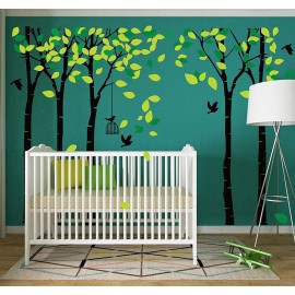 Giant Jungle Tree Wall Decal Tree Wall Sticker Removable Vinyl Sticker Mural Art Kids Room Nursery Bedroom Living Room Decoration (103.9x70.9) (Black)