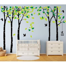 Giant Jungle Tree Wall Decal Tree Wall Sticker Removable Vinyl Sticker Mural Art Kids Room Nursery Bedroom Living Room Decoration (103.9x70.9) (Black)