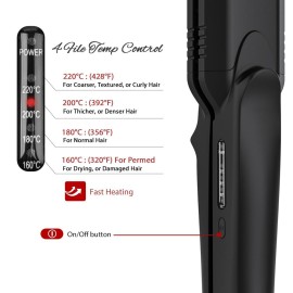 Pulla Hair Straightener and Crimper - 4 in 1 Tourmaline Ceramic Flat and Curling Iron for Hair Styling with Adjustable Temperature - Salon High Heat 320F - 430F for All Hair Types