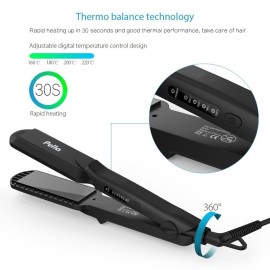 Pulla Hair Straightener and Crimper - 4 in 1 Tourmaline Ceramic Flat and Curling Iron for Hair Styling with Adjustable Temperature - Salon High Heat 320F - 430F for All Hair Types