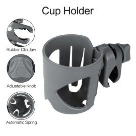 Accmor Universal Cup Holder, Stroller Cup Holder, 360 Rotatable Large Caliber Designed Bottle Holder for Stroller, Bike, Wheelchair, Walker, Scooter, Grey