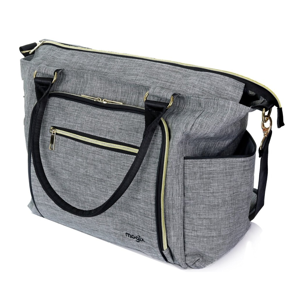 Mogix SMART Baby Diaper Bag with Portable Phone Charger, Changing Pad, Wet Dry Bag, Stackable Snack Container and Power Pack