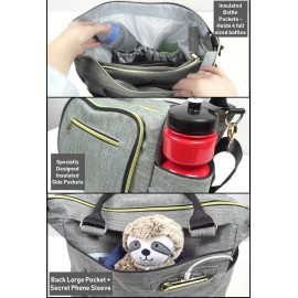 Mogix SMART Baby Diaper Bag with Portable Phone Charger, Changing Pad, Wet Dry Bag, Stackable Snack Container and Power Pack