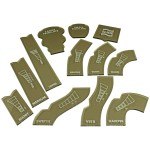 LITKO Template Set Compatible with Gaslands Miniatures Game | Set of 12 | Movement & Maneuvers | Turn Templates | Area Effect | Translucent Bronze (Standard Scale Template Set)
