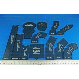 LITKO Template Set Compatible with Gaslands Miniatures Game | Set of 12 | Movement & Maneuvers | Turn Templates | Area Effect | Translucent Bronze (Standard Scale Template Set)