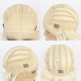 ANOGOL Hair Cap+Blonde Lace Front Wig Short Bob Curly Synthetic Hair Wigs for White Women Layered Platinum Blonde Lace Front Wig 613 Blonde Wig Synthetic Lace Front Wig for Custome Halloween Party ANOGOL Hair Cap+Blonde Lace Front Wig Short Bob Curly Synthetic Hair Wigs for White Women Layered Platinum Blonde Lace Front Wig 613 Blonde Wig Synthetic Lace Front Wig for Custome Halloween Party