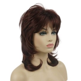Lydell Long Soft Shaggy Layered Dark Auburn Wig Classic Cap Full Synthetic Wigs (33A)