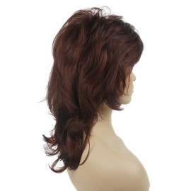 Lydell Long Soft Shaggy Layered Dark Auburn Wig Classic Cap Full Synthetic Wigs (33A)