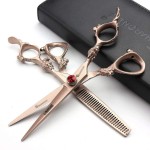 AXEMOORE Hair Scissors 6/7/8/9-inch 440C High Hardness For Hairdressers Haircuts Cuttinging Scissors Professional Haircut(6 inch-2pc)