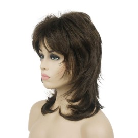 Lydell Long Soft Shaggy Layered Light Chestnut Brown Classic Cap Full Synthetic Wigs