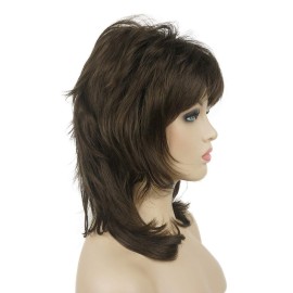 Lydell Long Soft Shaggy Layered Light Chestnut Brown Classic Cap Full Synthetic Wigs