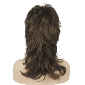 Lydell Long Soft Shaggy Layered Light Chestnut Brown Classic Cap Full Synthetic Wigs