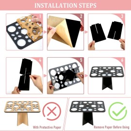 Diolan Makeup Brush Cleaning Mat & Drying Rack - 28 Holes Brush Holder, Silicone Rubber Clover Shaped Mat Cleaner - Black & Pink