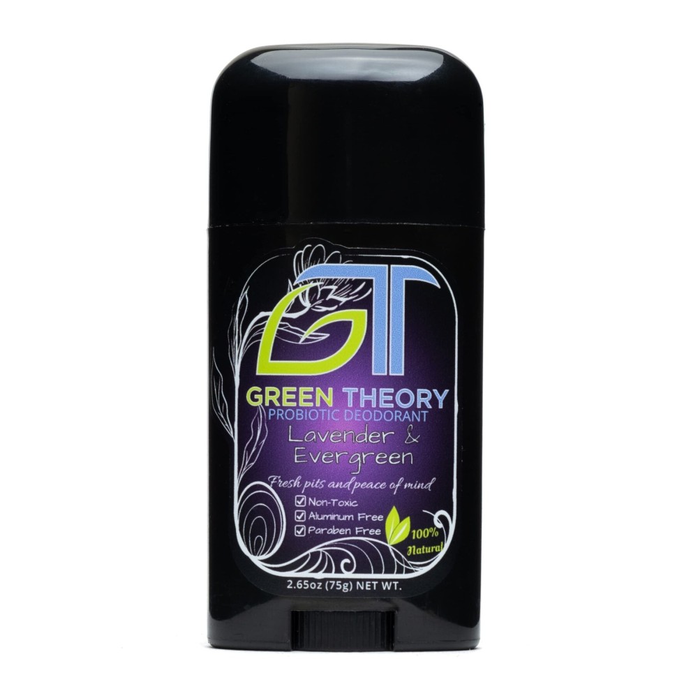 Green Theory Lavender & Evergreen Natural Deodorant - Probiotic, Aluminum-Free - 2.65 Ounce Solid