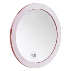 SANTOO 10X Magnifying Mirror with 3 Mounting Suction Cups Use for Precise Makeup - Eyebrows/Tweezing - Blackhead/Blemish Removal - Bathroom/Travel Makeup Mirror - 6 Inch Round (10x Magnified)