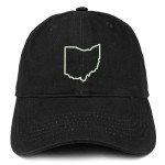 Trendy Apparel Shop Ohio State Outline State Embroidered Cotton Dad Hat- Black
