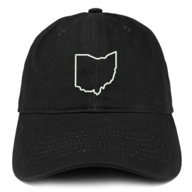 Trendy Apparel Shop Ohio State Outline State Embroidered Cotton Dad Hat- Black