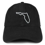 Trendy Apparel Shop Florida State Outline State Embroidered Cotton Dad Hat- Black