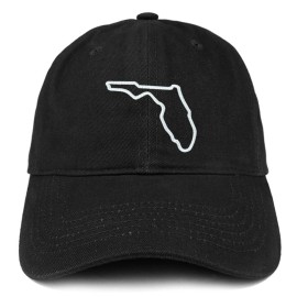 Trendy Apparel Shop Florida State Outline State Embroidered Cotton Dad Hat- Black