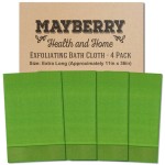 Mayberry Health and Home Extra Long (36 Inches) Exfoliating Bath Cloth/Towel (4 Pack) Nylon Bath Cloth/Towel, Stitching on All Sides for Added Durability (Green)