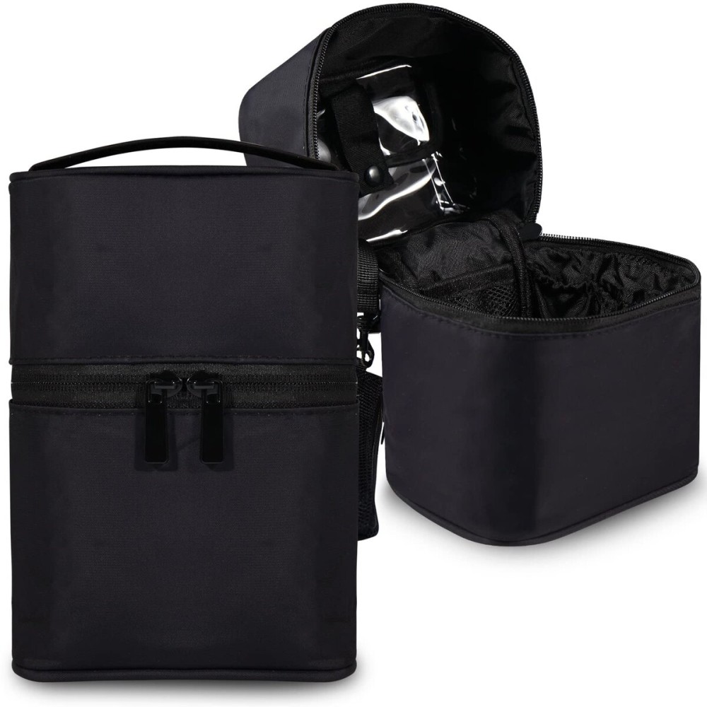 Makeup Brush Organizer Artist Small Makeup Bag Brushes Set Case Professional Travelling Brush Pen Pencil Holder Make Up Cup Storage Organizer Case Pencil Pouch Cosmetic Bag for Travel (Black)