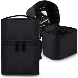 Makeup Brush Organizer Artist Small Makeup Bag Brushes Set Case Professional Travelling Brush Pen Pencil Holder Make Up Cup Storage Organizer Case Pencil Pouch Cosmetic Bag for Travel (Black)